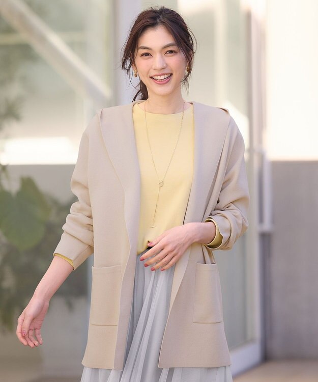 ANY ニットフーディーコーディガン サンドベージュ