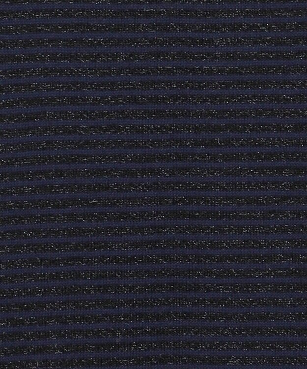 自由区 L 【洗える】ラメボーダー ニット ネイビー×ブラック