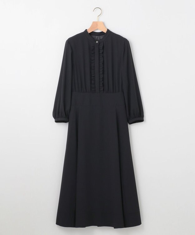 組曲 L 【KUMIKYOKU NAVY】ジョーゼットシフォン フリルワンピース ネイビー系