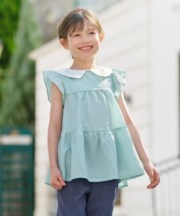 組曲 KIDS 【150-160㎝】ティアード チュニック ターコイズブルー