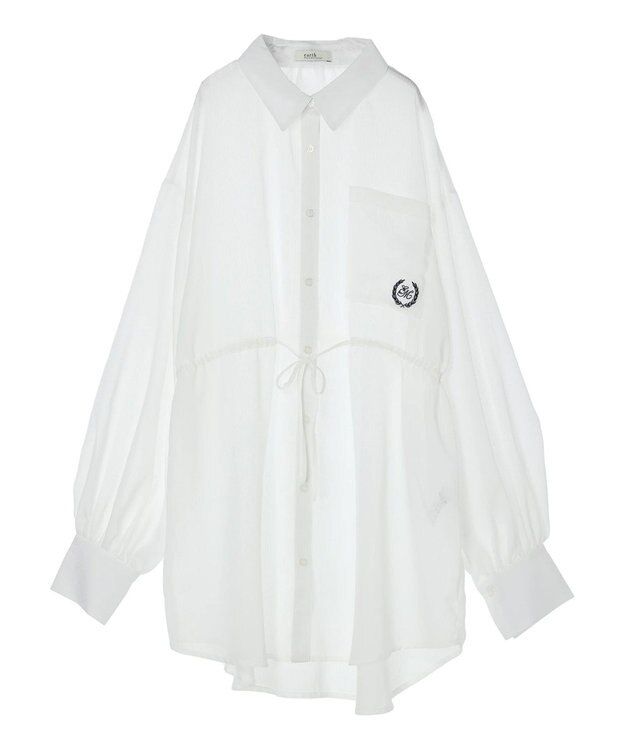 earth music&ecology ワンポイント刺繍ロングシャツ White
