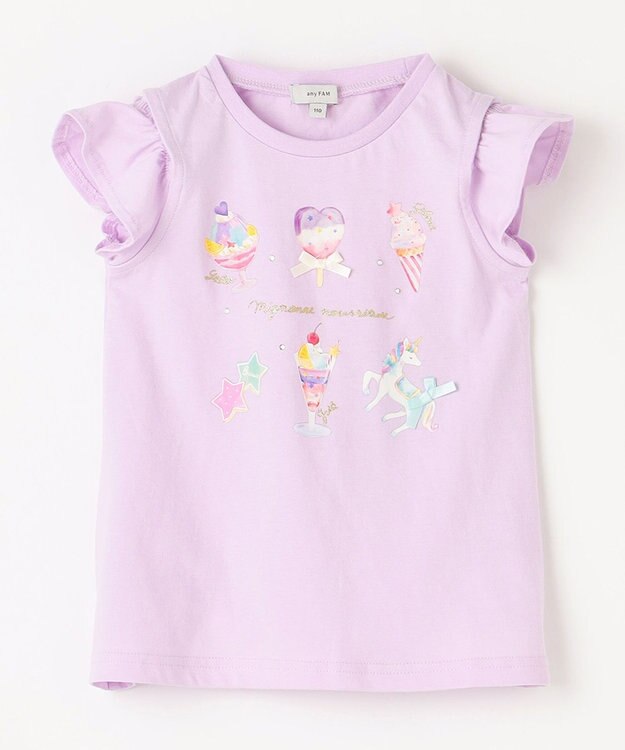 ANY KIDS スイーツ オン・オフショルダー Tシャツ ラベンダー