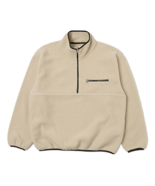 WEGO 【ユニセックス着用】フリース　ハーフZIPプルオーバー ライトベージュ