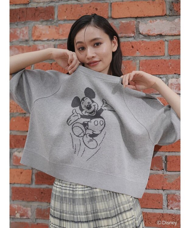 Green Parks ミッキーフレンド／五分袖ジャガードプルオーバー Gray Mixture