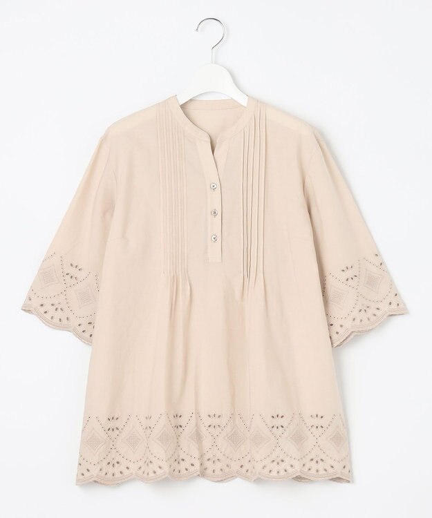 J.PRESS LADIES S 【洗える】 セルロース刺繍 ブラウス ベージュ系