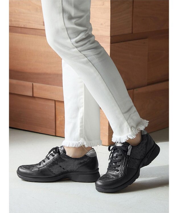 ASICS WALKING ペダラ スニーカー ジップ レディース 2E ブラック系