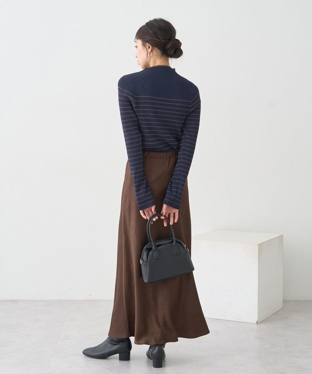 earth music&ecology ハイネックリブニットプルオーバー Border Navy