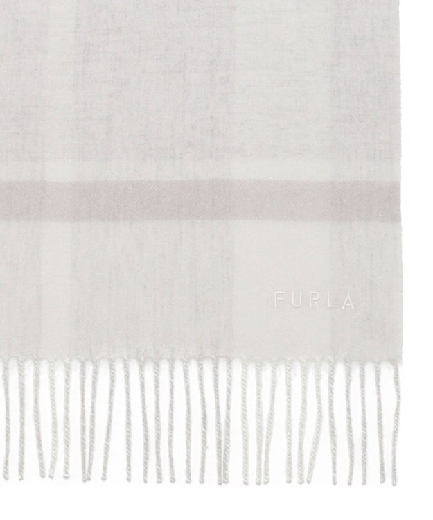 MOONBAT 【洗える】FURLA カシミヤ混ラメ入りチェックストールマフラー／幅30cm グレー