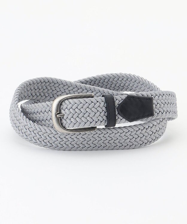 JOSEPH ABBOUD 【キングサイズ・イタリア素材・ストレッチ・日本製】 ストレッチミックスブレイズ ベルト ライトグレー系