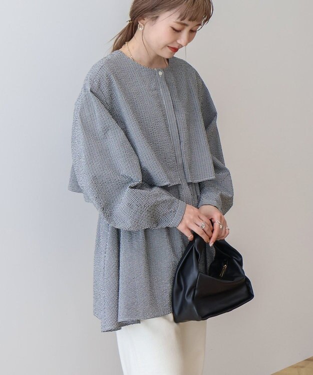 AMERICAN HOLIC サッカーティアードロングブラウス Gingham Check