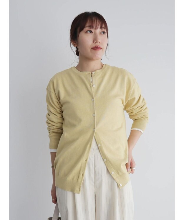 CRAFT STANDARD BOUTIQUE ２ＷＡＹクルーネックニットカーディガン Yellow