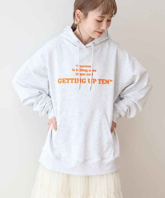 AMERICAN HOLIC フロッキーロゴプリント裏毛パーカー Gray Mixture