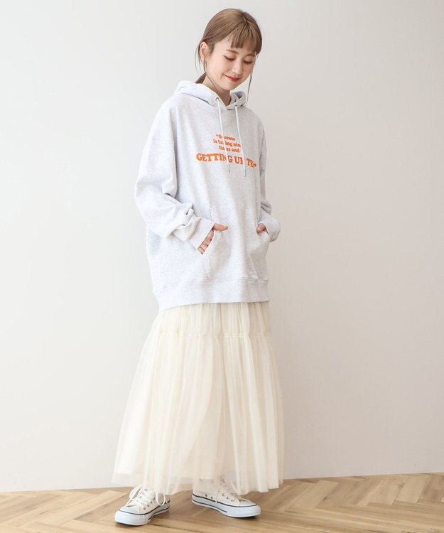 AMERICAN HOLIC フロッキーロゴプリント裏毛パーカー Gray Mixture