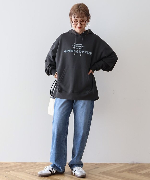 AMERICAN HOLIC フロッキーロゴプリント裏毛パーカー Charcoal Gray