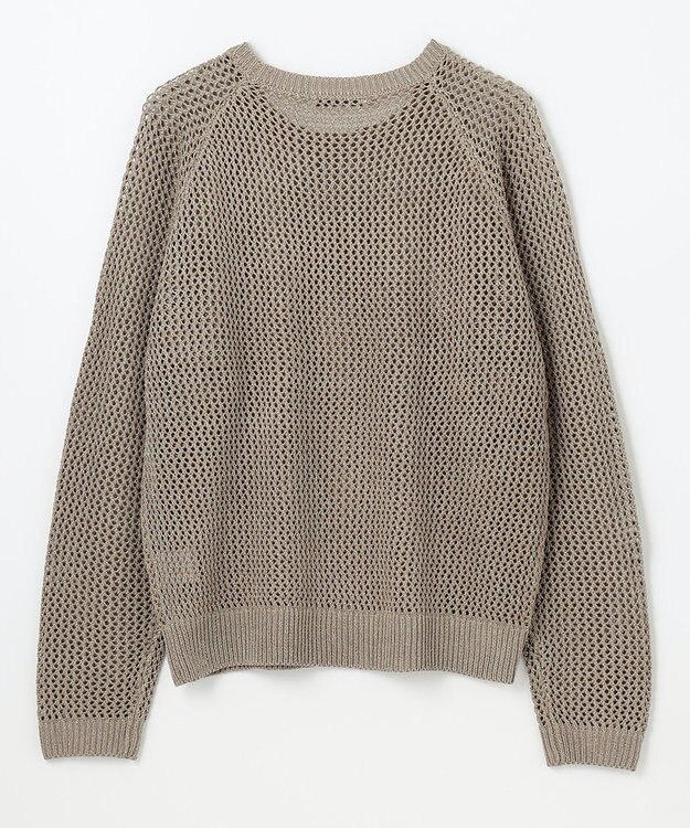 ANY L 【洗濯機可】ラメニットメッシュプルオーバー モカ