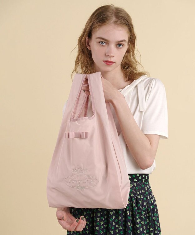 TOCCA 【WEB＆一部店舗限定】【折り畳み収納可能】POINT OF RIBBON ECOBAG エコバッグ ピンク系