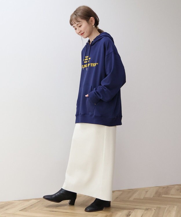 AMERICAN HOLIC フロッキーロゴプリント裏毛パーカー Navy