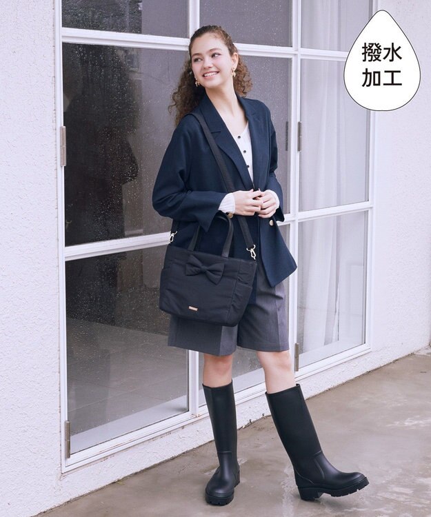 Maison de FLEUR 撥水加工２Ｗａｙトートバッグ Black