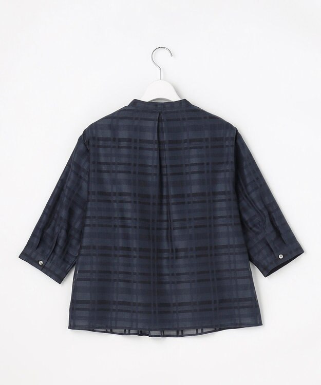 J.PRESS LADIES L シアーチェック カットソー ダルブルー系