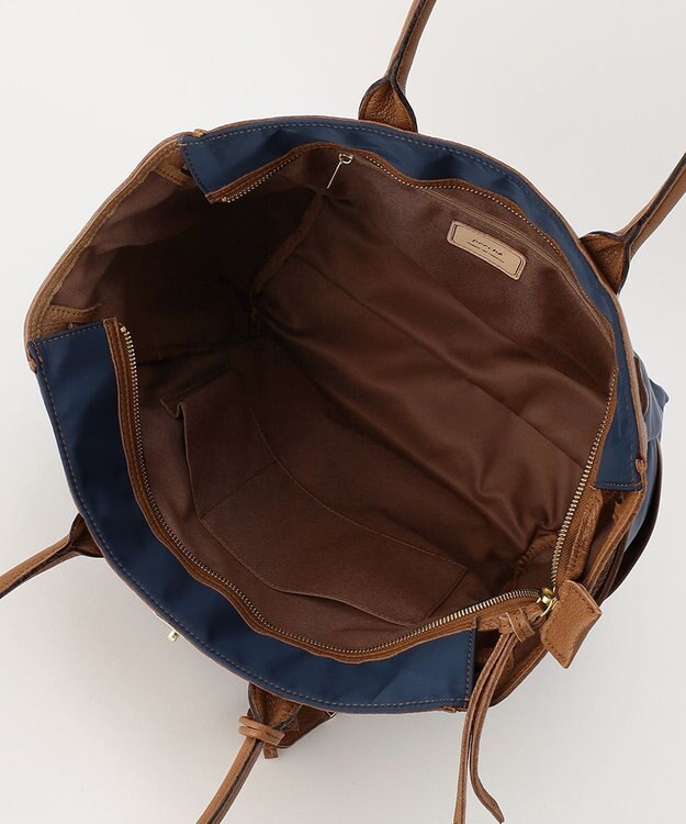 UNBILLION perche ナイロン×ゴートヒネリ金具トートバッグ ネイビー