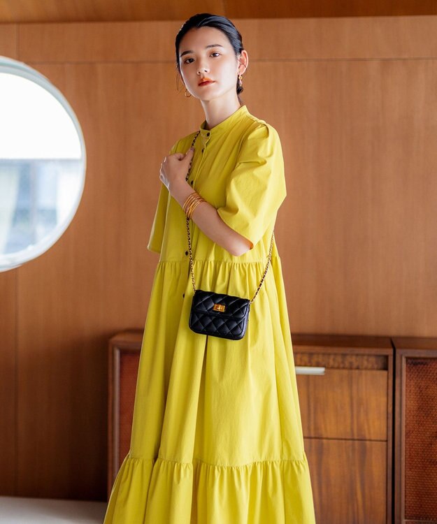 組曲 【弱撥水機能・UVケア】ライトナイロンストレッチ ワンピース イエロー系