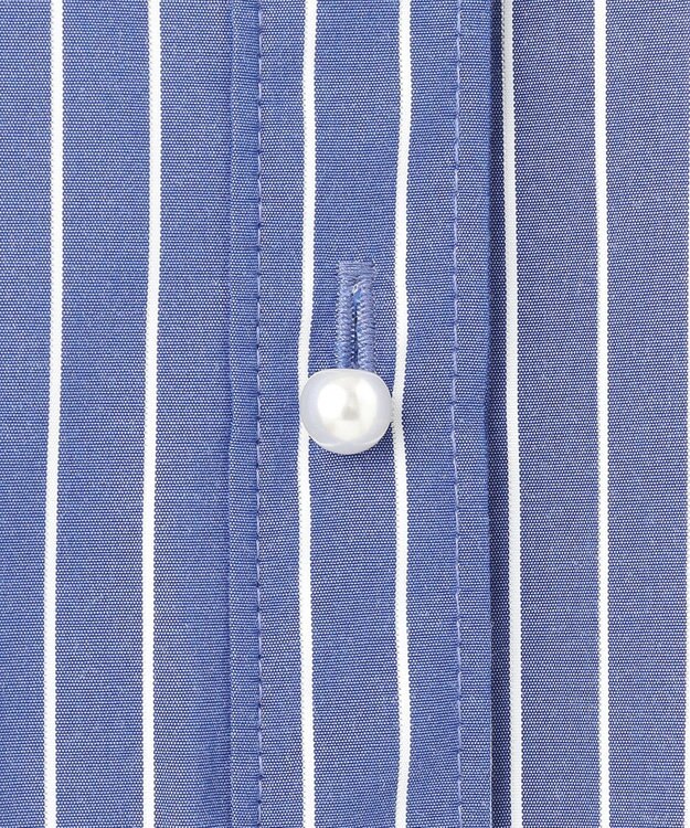 ANY 【洗濯機可】ラメストライプ半袖シャツブラウス ネイビー×オフストライプ