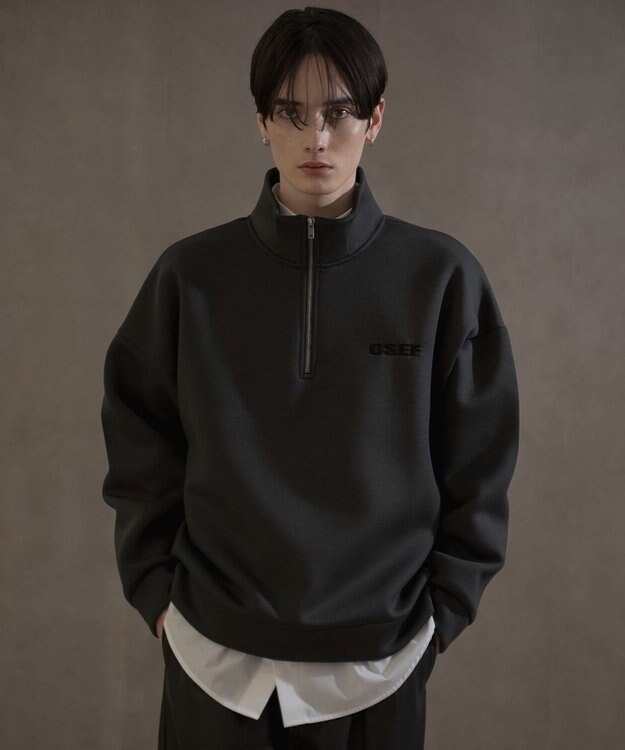 WEGO KEEPWARM　BIGハーフZIPプルオーバー ブラック中濃色