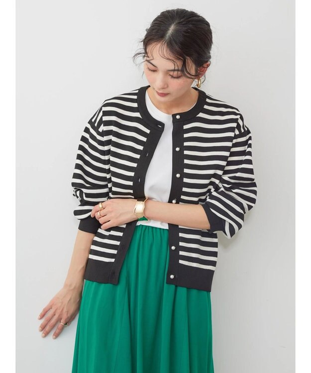 AMERICAN HOLIC エコカルットボーダークルーネックカーディガン Border