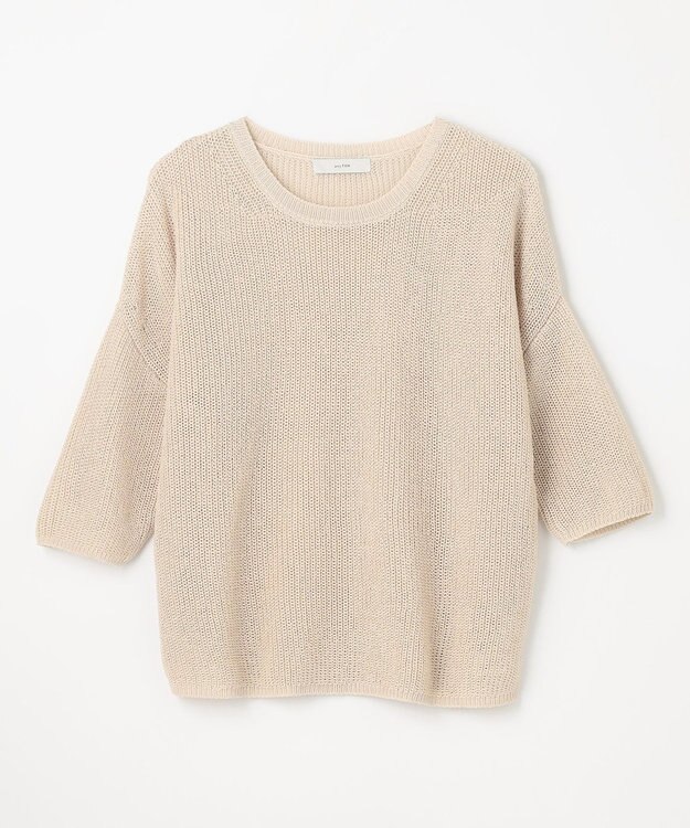 ANY 【洗濯機可/アンチピリング】ギマハーフスリーブニット サンドベージュ