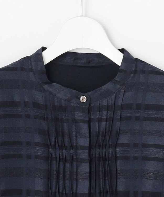 J.PRESS LADIES L シアーチェック カットソー ダルブルー系