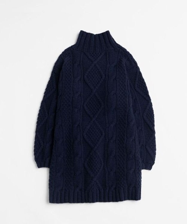 LENO ARAN ONEPIECE　アラン柄ニットワンピース NAVY