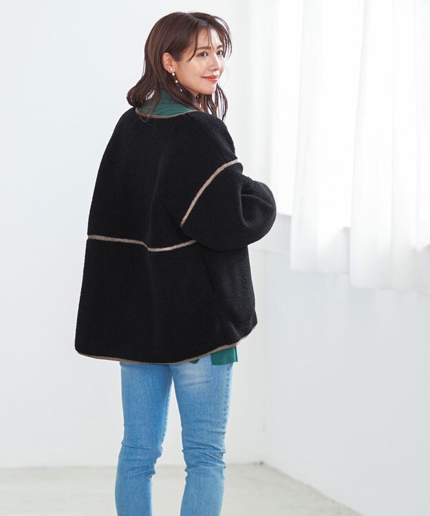 Tiaclasse 2wayリバーシブルボアショートブルゾン ブラック