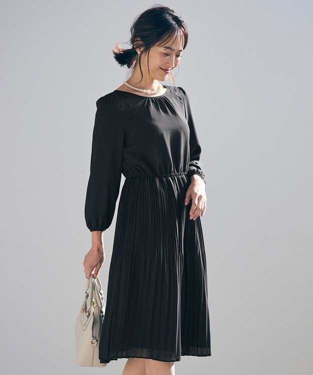 ANY SIS S 【洗える】フェミニンプリーツ ワンピース ブラック