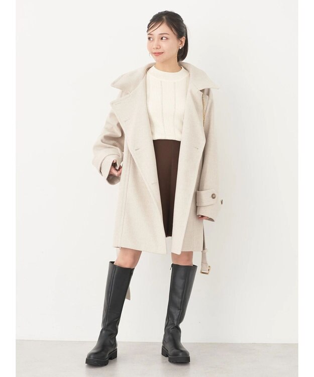 earth music&ecology ２ｗａｙカラーミドル丈コート Light Beige