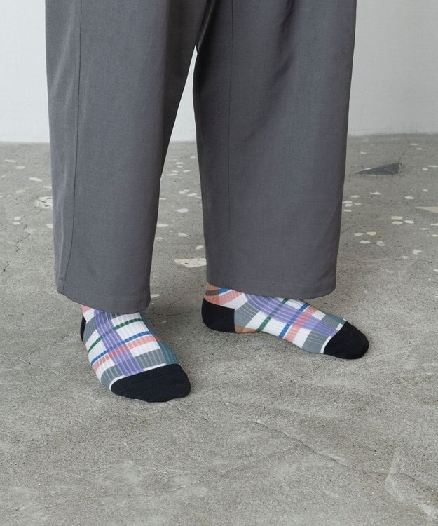 TRICOTE チェックリンクソックス 80IVORY