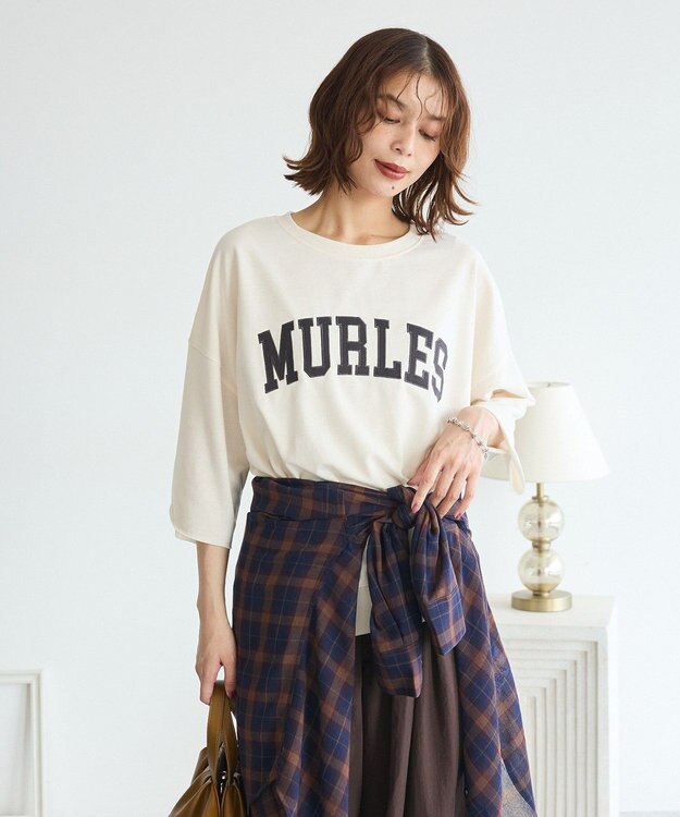 Green Parks ５分袖刺繍ロゴトレＴＥＥ Ivory