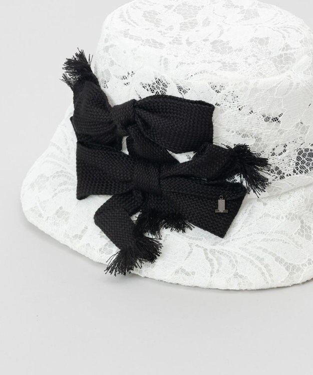 AURORA 【 LANVIN en Bleu （ランバン オン ブルー）】リボンレースクロッシェハット オフホワイト