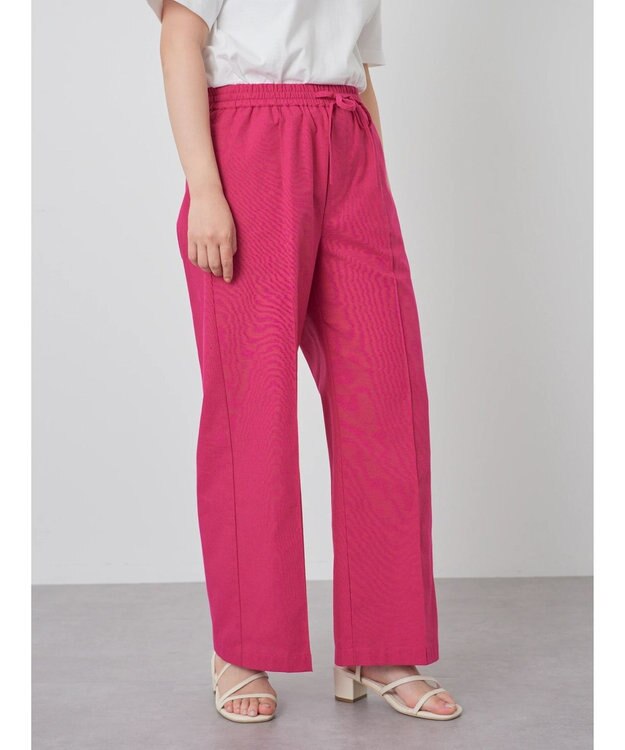 Green Parks 綿麻混イージーワイドパンツ Pink