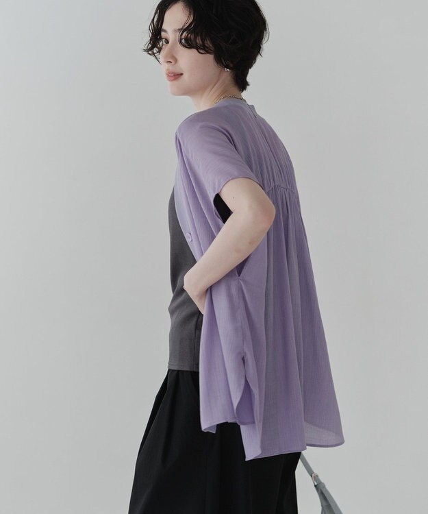 Green Parks フレンチスリーブリブドッキングシャツ Purple