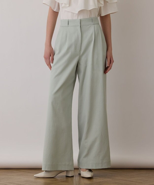 GRACE CONTINENTAL ストレッチワイドパンツ グリーン