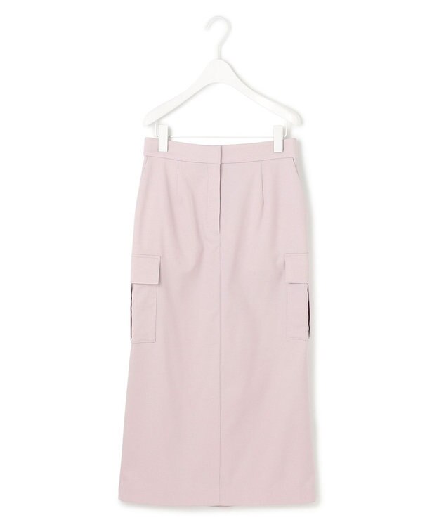 ICB L 【洗える】ウォームサテン カーゴスカート ヘイズピンク系