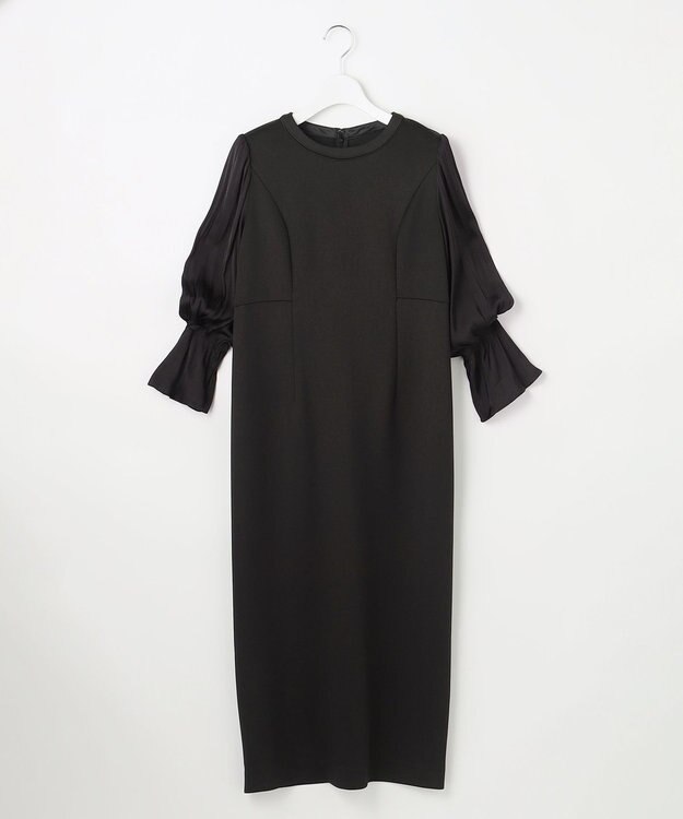 ANY SIS 【洗える】ベルスリーブナロー ドレス ブラック