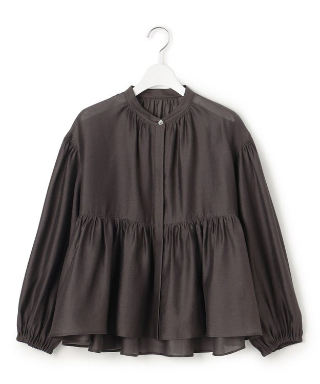 23区 【WEB&一部店舗限定カラーあり】ソフトオーガンジー ボリューム ブラウス [一部店舗限定カラー]ダークブラウン系
