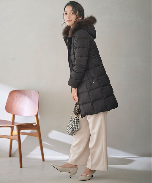 ANY SIS 【撥水・洗える】リッチファーフードロング ダウン ブラック