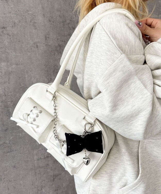 WEGO レースアップボストンバッグ ホワイト