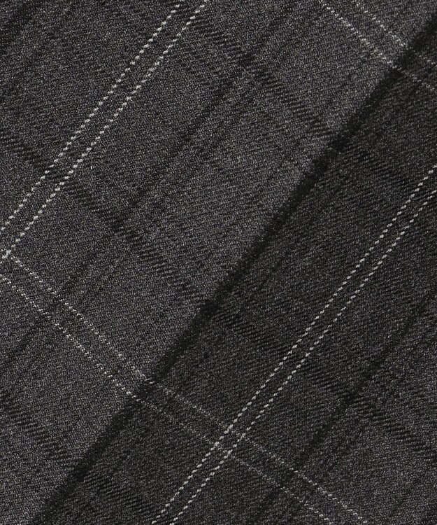 自由区 L 【19号サイズまで展開】TRギャバ裏起毛チェック柄テーパード パンツ チャコール系チェック