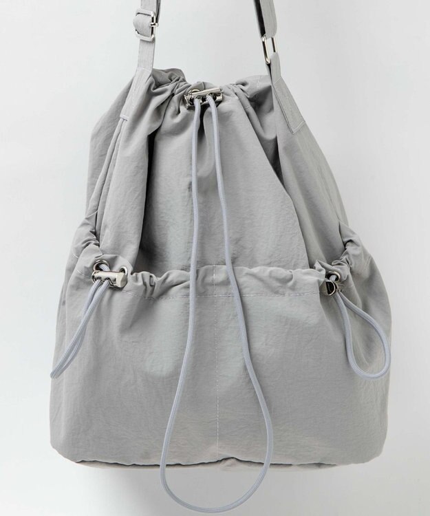 WEGO ナイロン巾着ショルダー ライトグレー