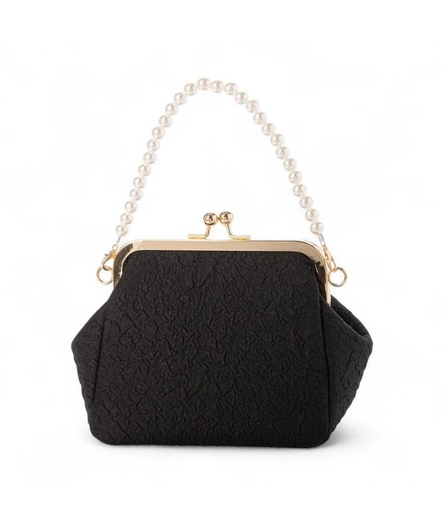 UNBILLION カシュカシュ cachecache / 2wayパールハンドル付きがま口パーティバッグ ブラック