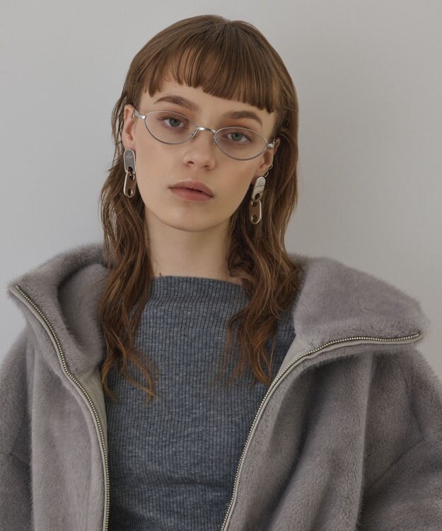 GRACE CONTINENTAL フェイクミンクフードジャケット ライトグレー