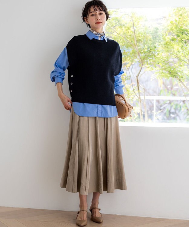 23区 【先行予約】コットンギマ ニットベスト ネイビー系